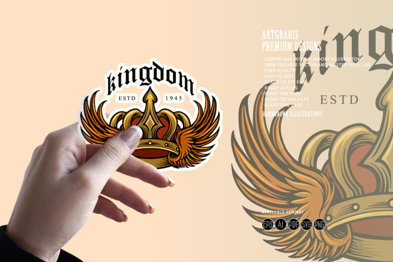 kingdom-elegant-gold-crown-and-wing-illustrations