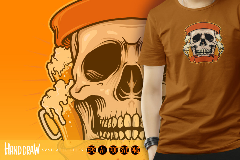 october-fest-skull-with-ribbon-illustration