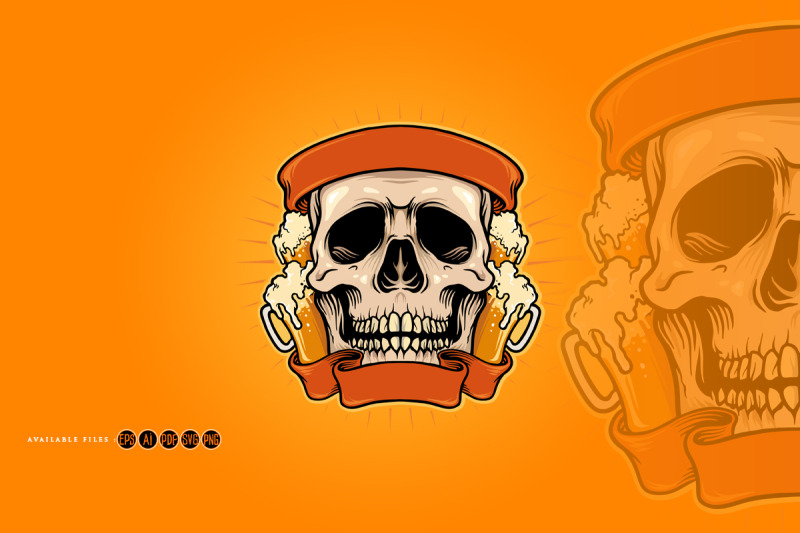 october-fest-skull-with-ribbon-illustration