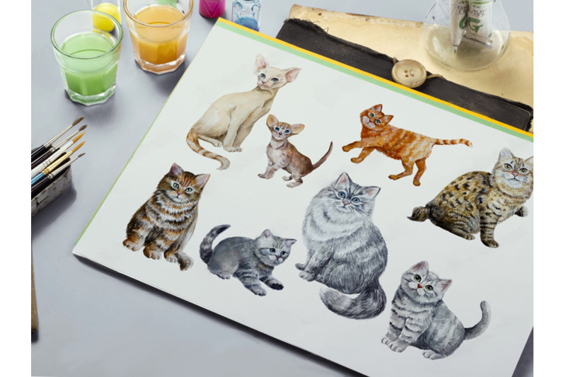 cats-and-kittens-watercolor-clipart