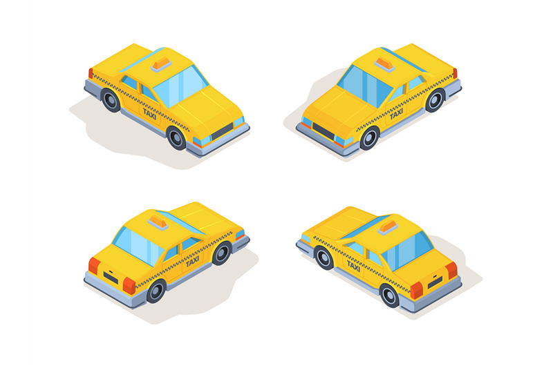 taxi-cars-yellow-service-vehicles-passenger-machines-isometric-variou