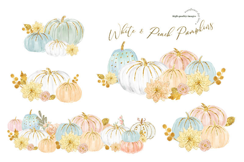 pink-mint-white-and-peach-pumpkin-bundle-clipart-fall-autumn