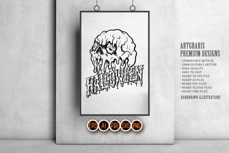 ice-skull-halloween-font-silhouette