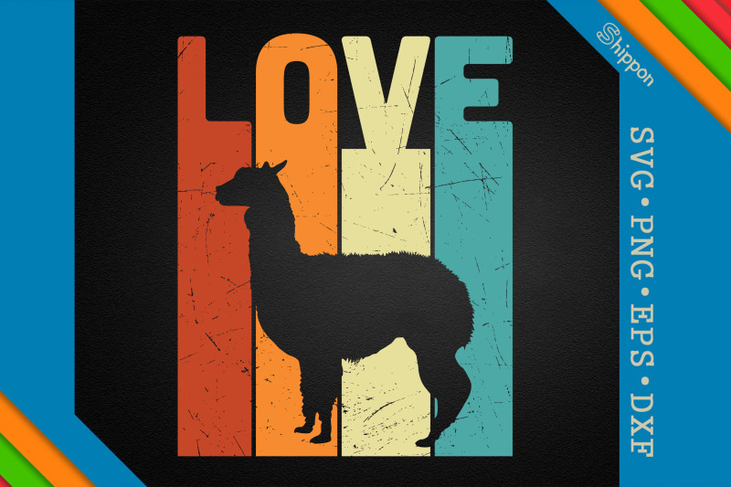 alpaca-llama-love-distressed-retro-style