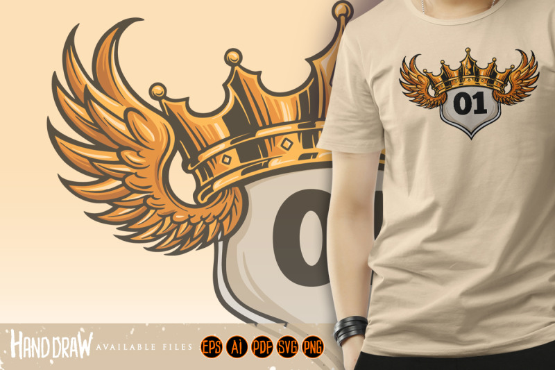 badge-king-flying-crown-illustration