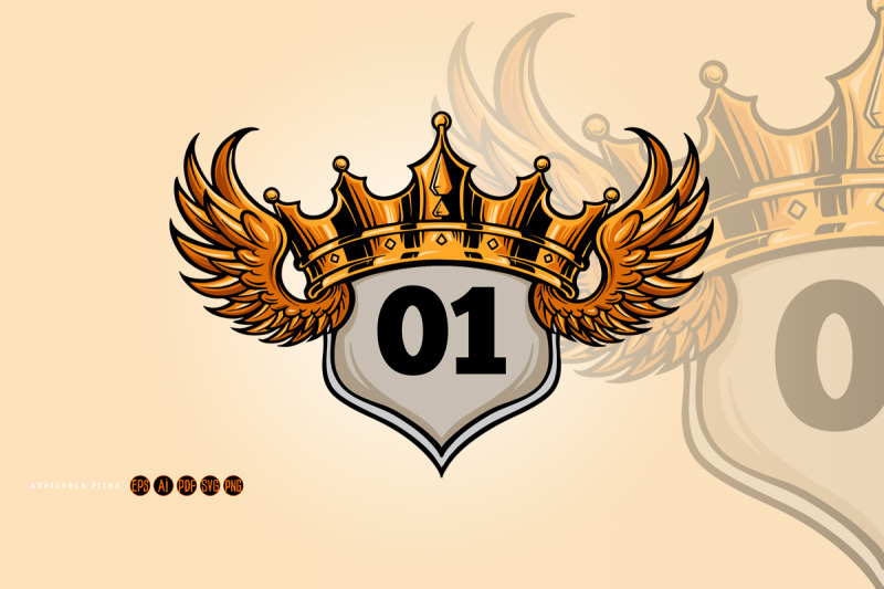 badge-king-flying-crown-illustration