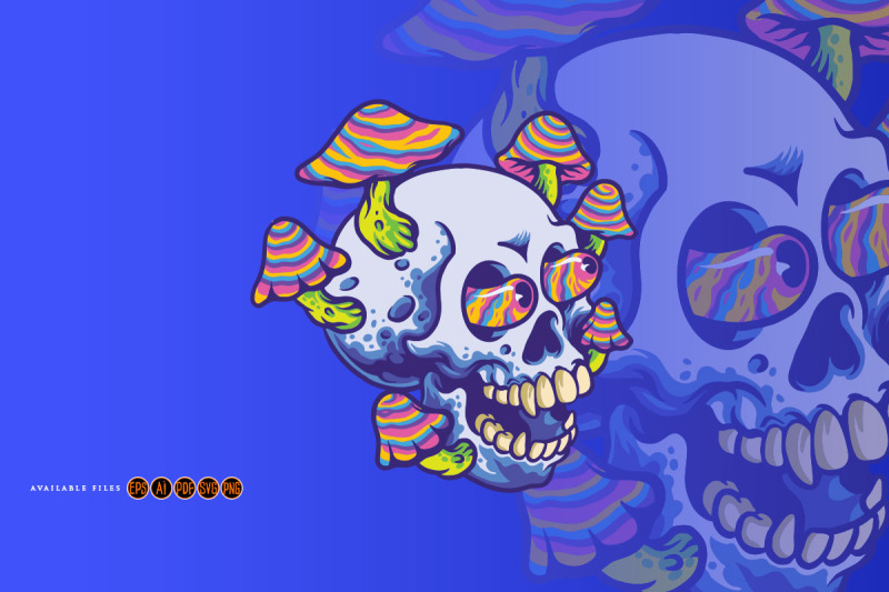 fungus-trippy-magic-mushroom-skull-illustration