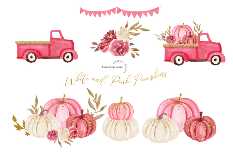 pink-pumpkin-truck-floral-bundle-clipart