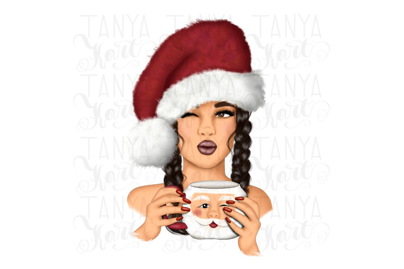 christmas-png-brunette-girl-santa-hat