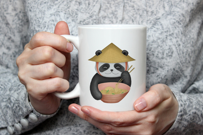 sublimation-cute-panda-kawaii-illustration-cartoon-food-png