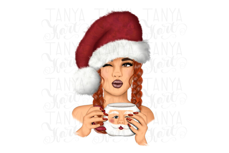 christmas-png-red-hair-girl-santa-hat