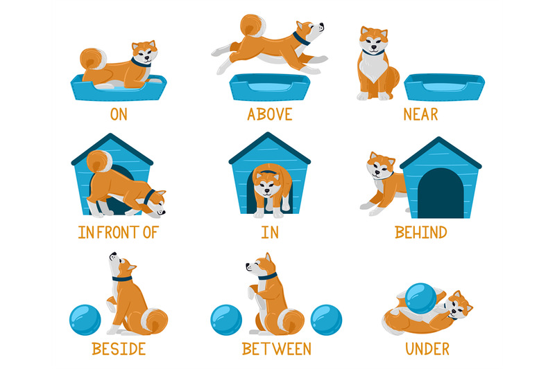 learning-english-prepositions-with-cute-cartoon-puppy-dog-cute-akita