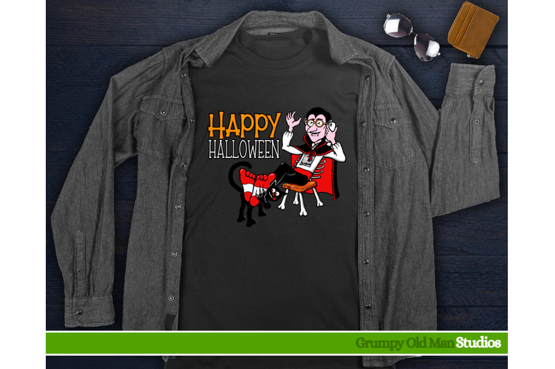 cartoon-dracula-on-phone-with-black-cat-happy-halloween