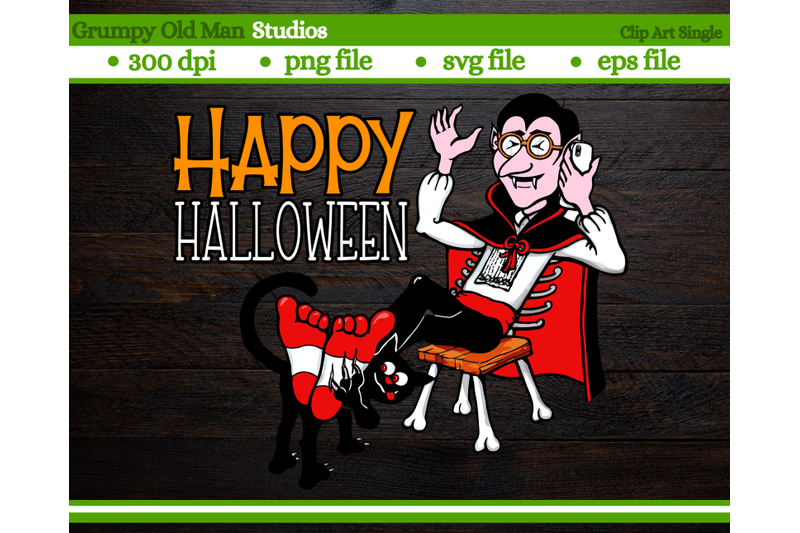 cartoon-dracula-on-phone-with-black-cat-happy-halloween