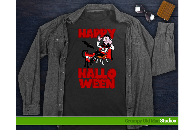 funny-cartoon-dracula-on-phone-with-black-cat-happy-halloween