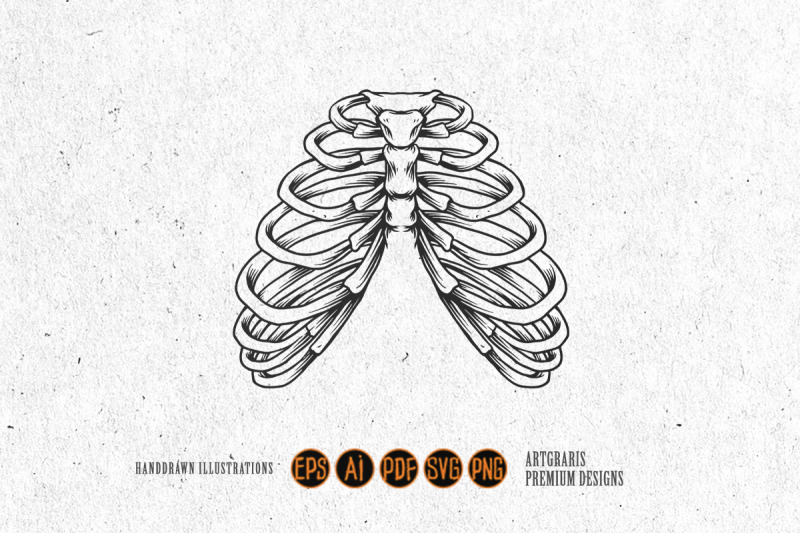 ribcage-bones-silhouette-illustrations