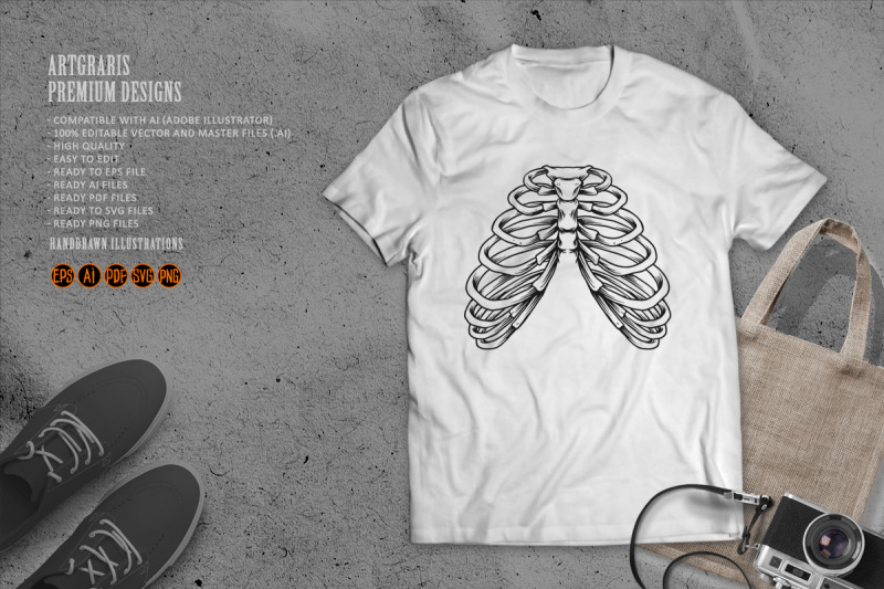 ribcage-bones-silhouette-illustrations