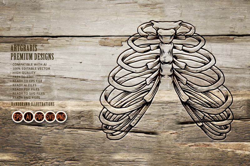 ribcage-bones-silhouette-illustrations