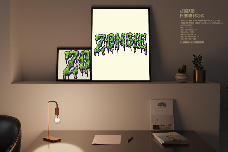 zombie-horror-typeface-melt-illustrations
