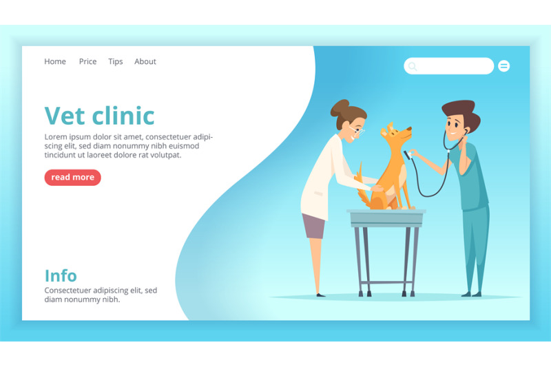 vet-clinic-landing-doctor-exam-happy-domestic-dog-puppy-healthcare-sp