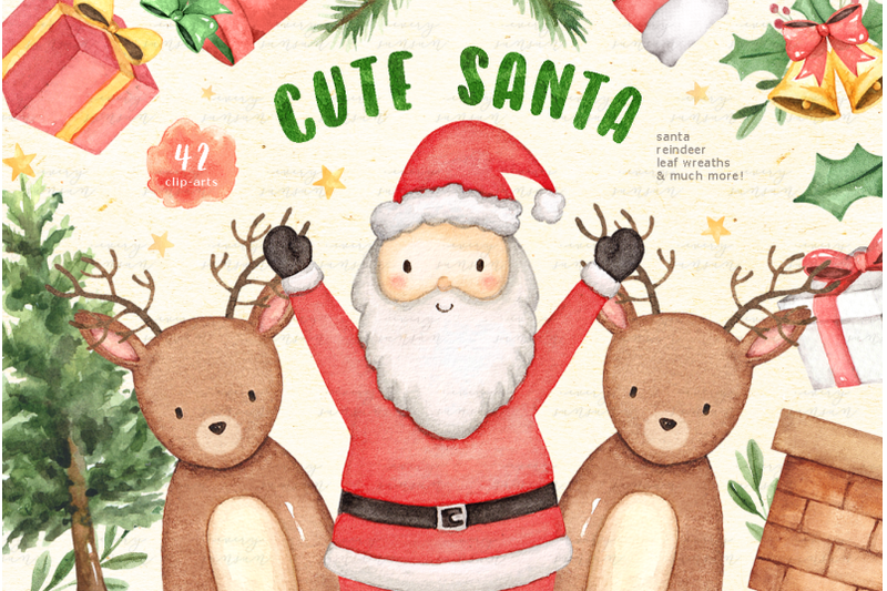 cute-santa-christmas-watercolor-set
