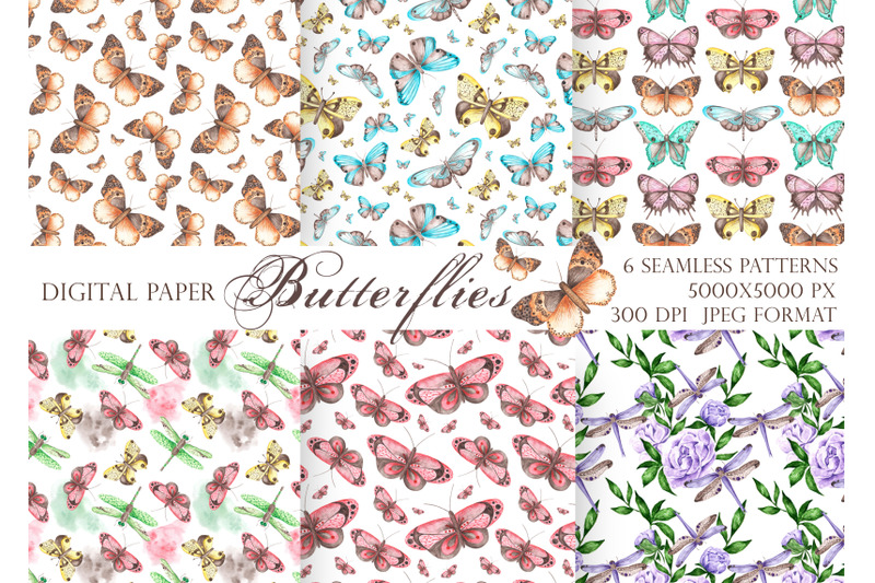 butterfly-seamless-pattern-digital-paper-watercolor-insect-dragonfly