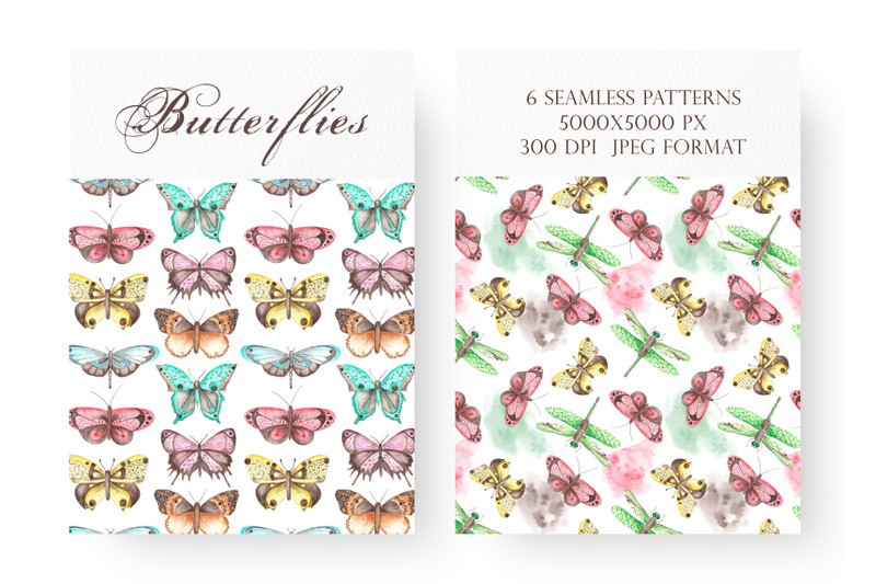 butterfly-seamless-pattern-digital-paper-watercolor-insect-dragonfly