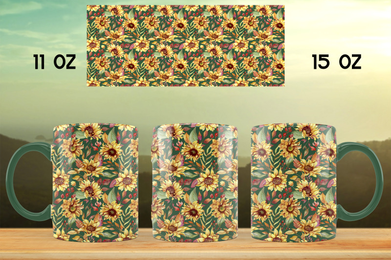sunflower-mug-sublimation-design-floral-mug-wrap-11oz-15-oz