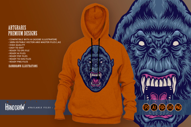 angry-beast-gorilla-head-illustrations