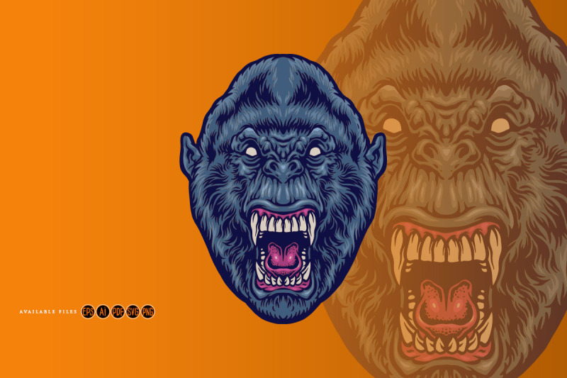 angry-beast-gorilla-head-illustrations