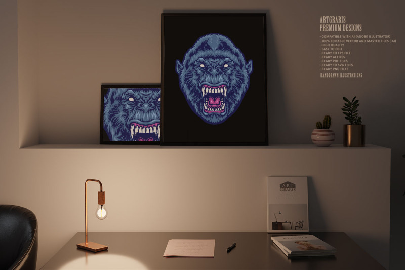 angry-beast-gorilla-head-illustrations