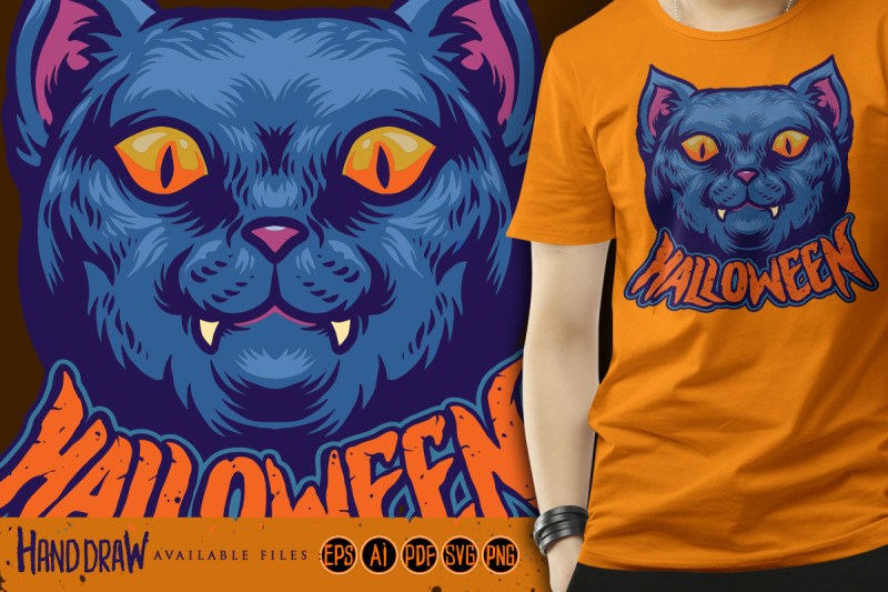 halloween-black-cat-head-character-logo