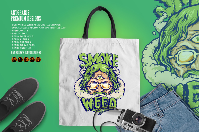 smoke-hippie-weed-vintage-mascot