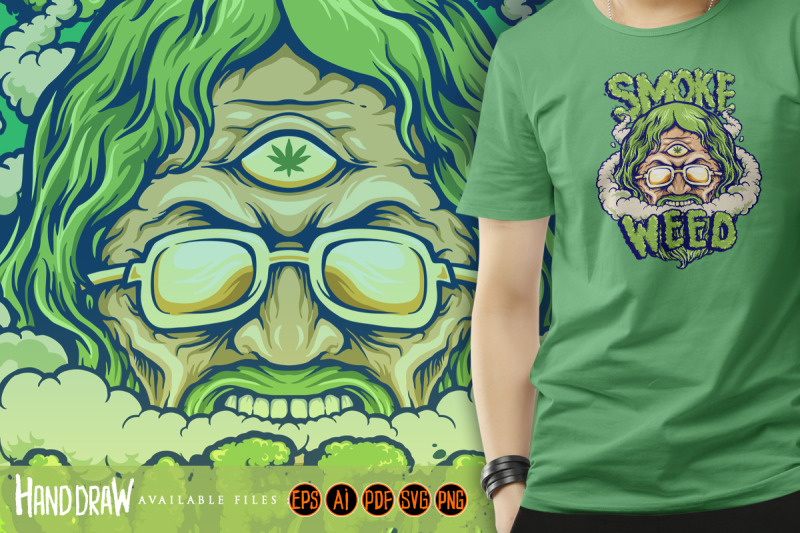 smoke-hippie-weed-vintage-mascot