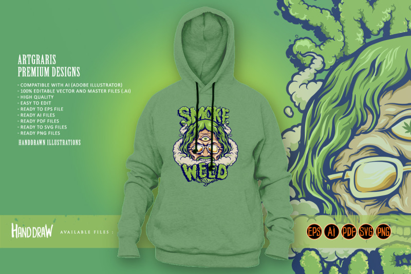 smoke-hippie-weed-vintage-mascot