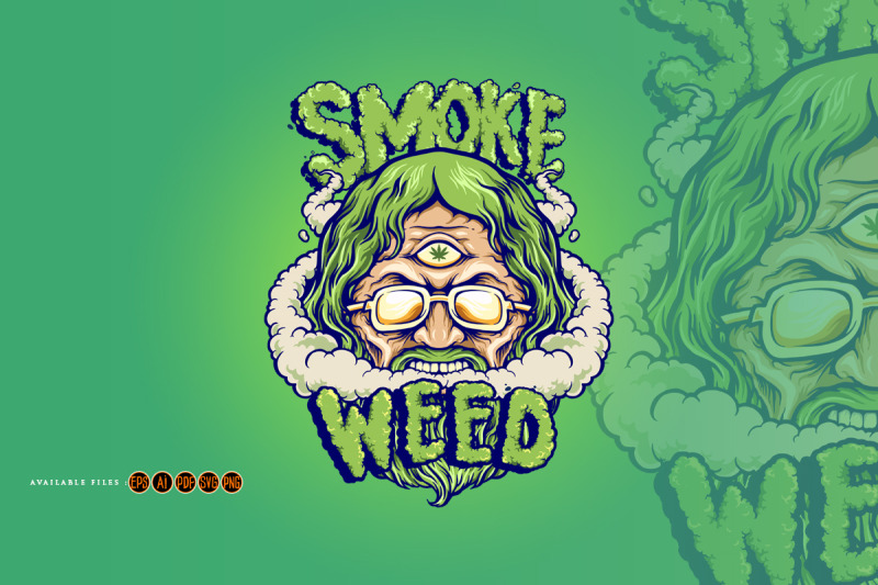 smoke-hippie-weed-vintage-mascot