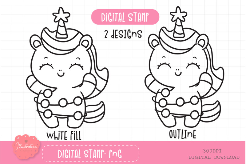 christmas-unicorn-digital-stamp-coloring-pages-baby-animals