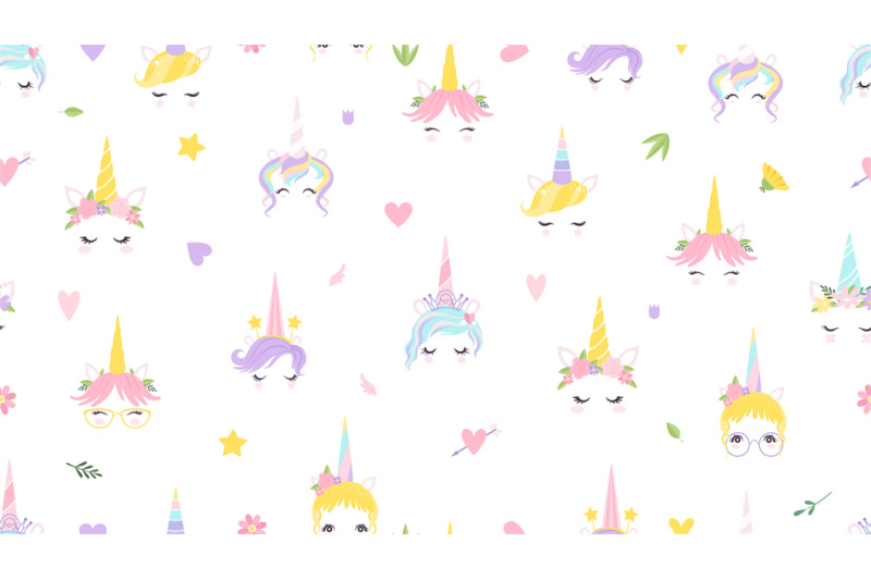 unicorn-faces-pattern-cute-magic-background-fairy-tale-print-for-bab