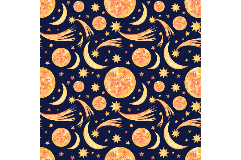 cosmos-watercolor-seamless-pattern-moon-sun-star-comet