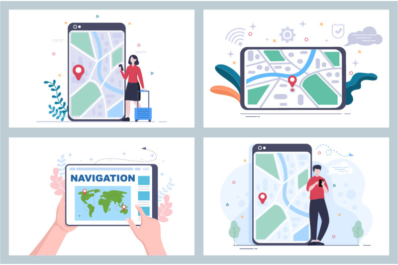 21-gps-navigation-map-and-compass-vector-illustration