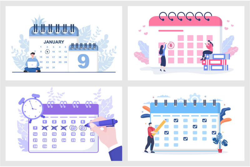 10-calendar-for-planning-work-or-events-vector-illustration