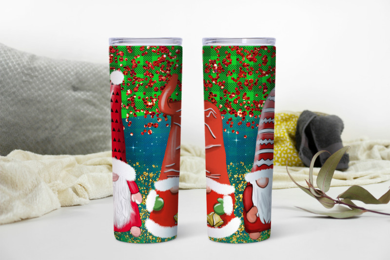 green-plaid-gnomes-skinny-tumbler-wrap