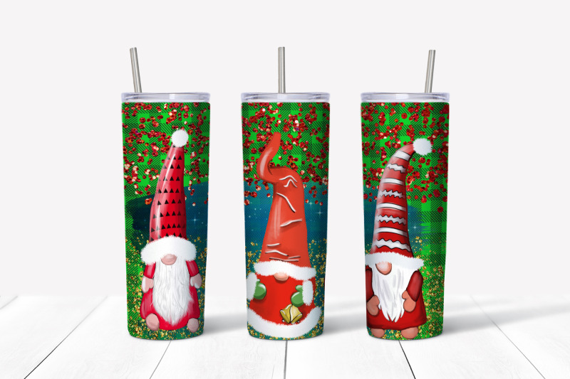 green-plaid-gnomes-skinny-tumbler-wrap