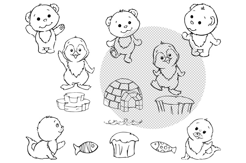 line-art-animals-polar-bear-penguin-baby-seal-clipart-baby-seal