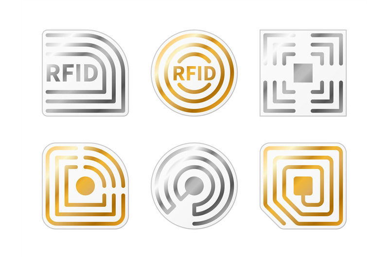 rfid-tags-golden-silver-radio-chips-icons-metallic-identification-e