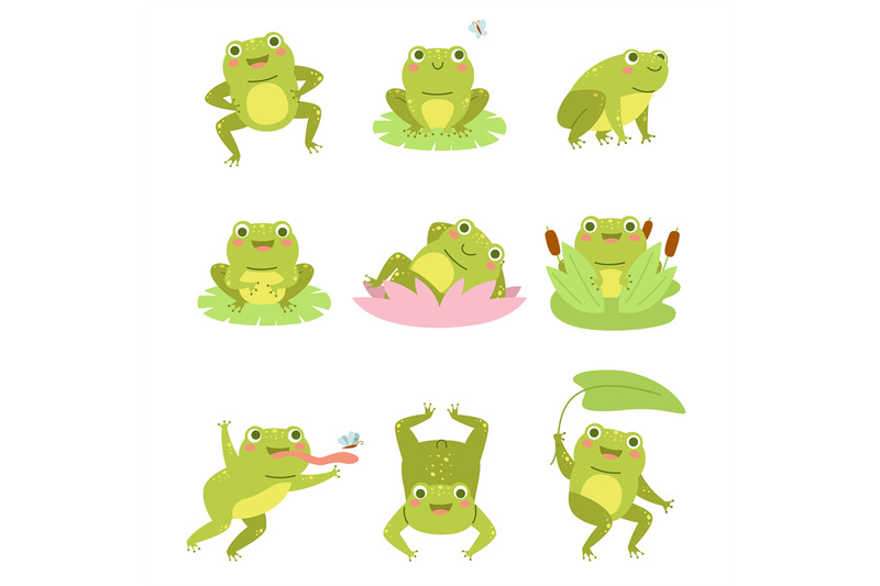 cute-frogs-lotus-flowers-and-funny-cartoon-toad-character-different