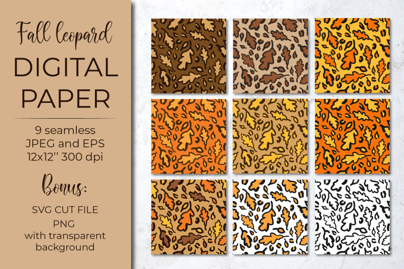 fall-leopard-digital-paper-autumn-oak-leaves-leopard-print