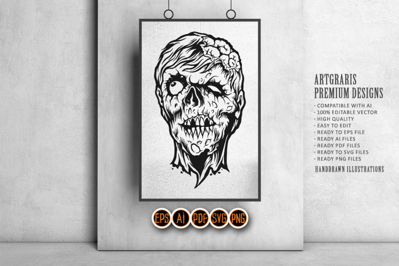 scream-head-zombie-silhouette-clipart