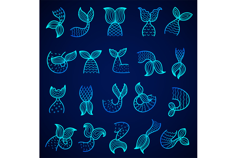 tails-of-mermaid-ocean-water-symbols-drawn-tails-of-fishes-scale-vect