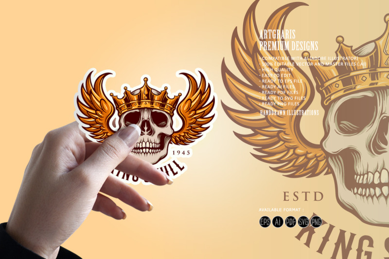 king-skull-with-flying-logo-mascot-illustrations